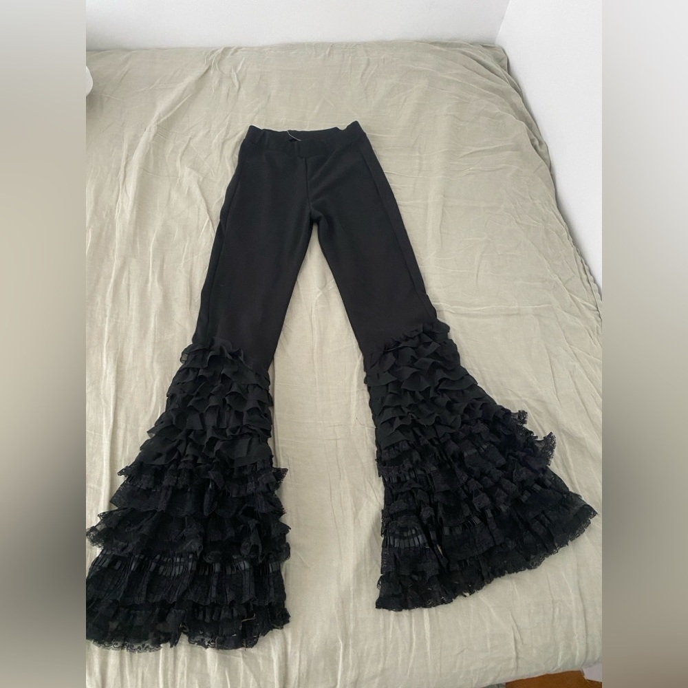 Black Dolls Kill ruffle flare pants #gothfashion #punkstyle